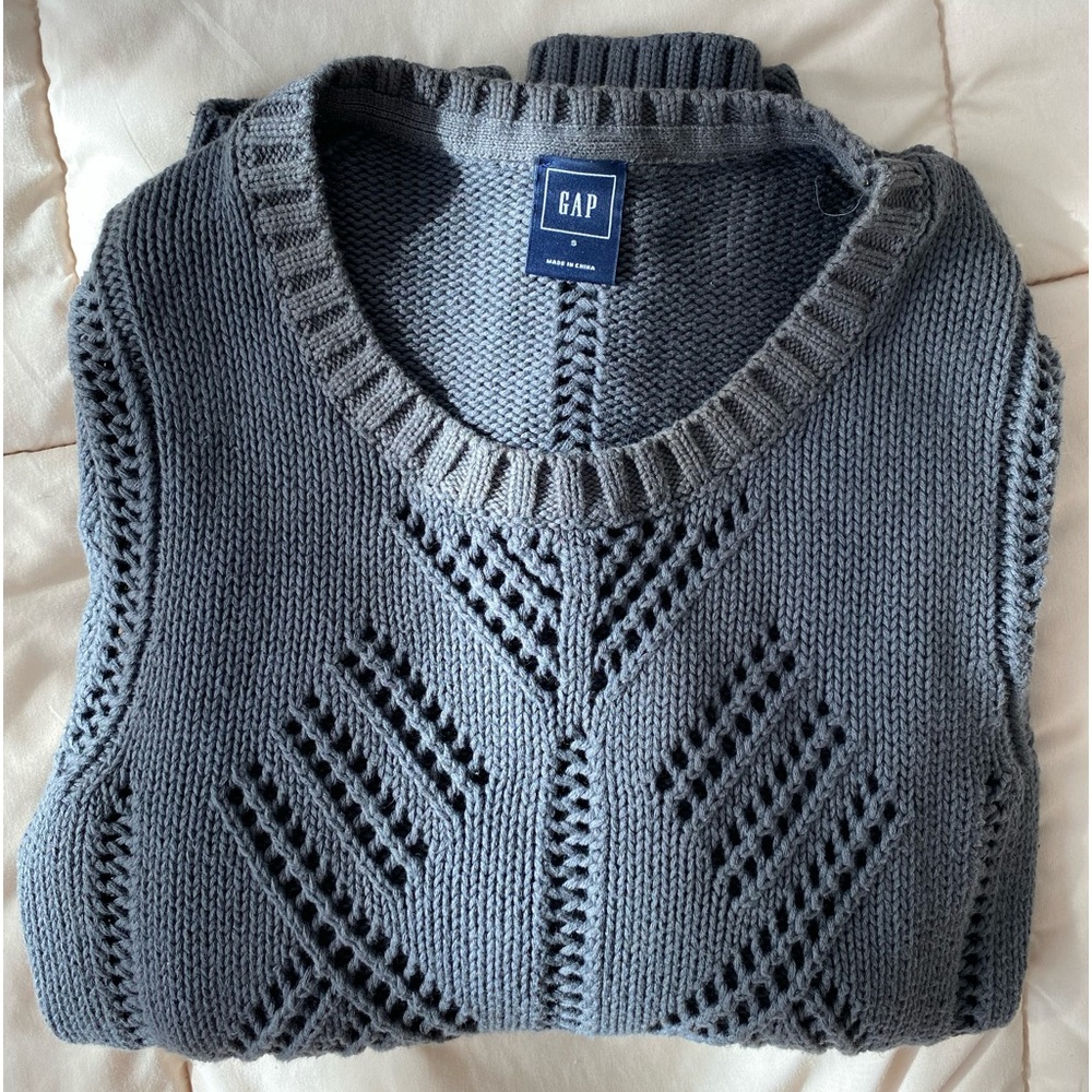 Gap Dark Gray Open Knit Long Sleeve Sweater - S